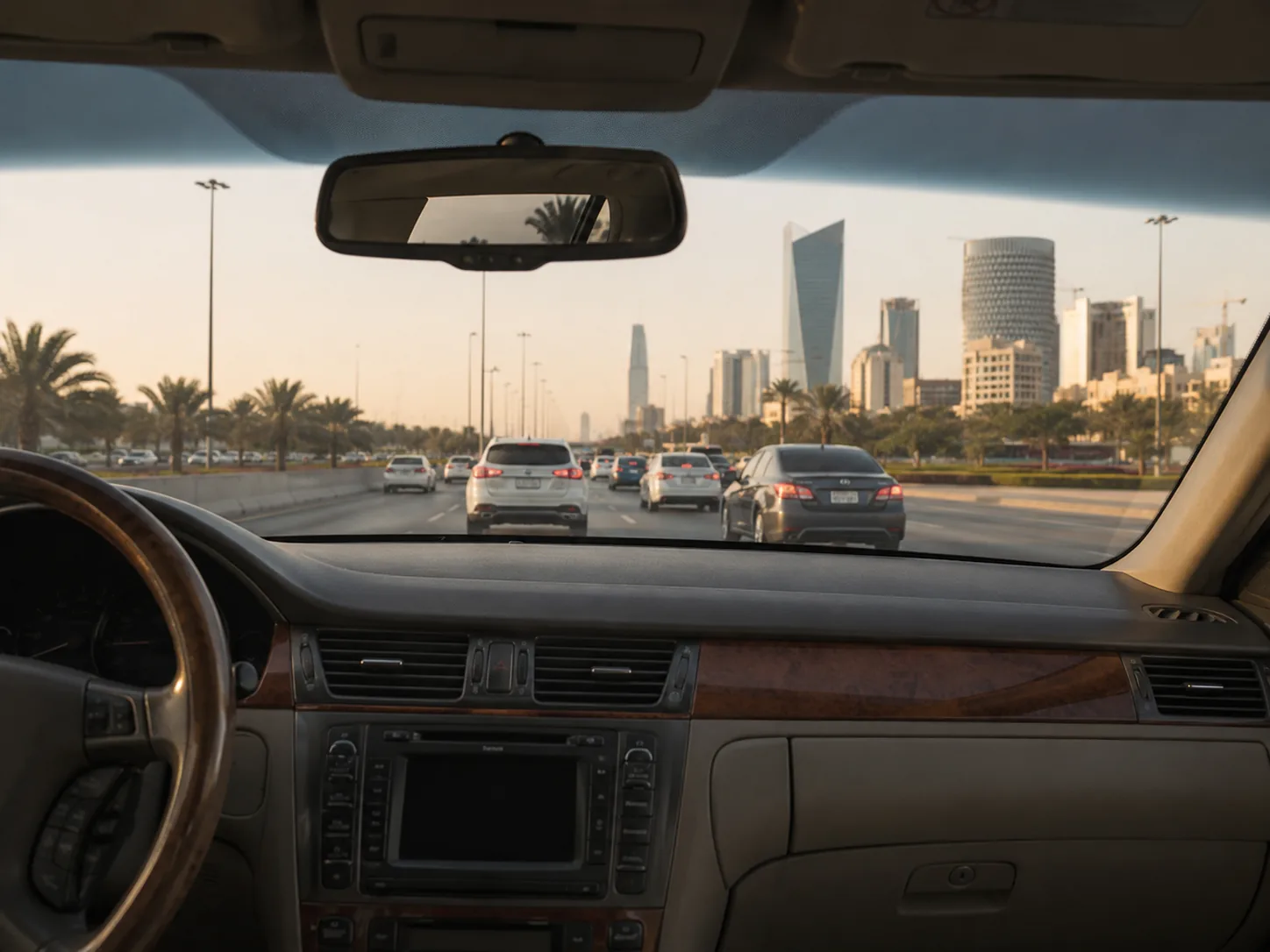 زحام مروري على طريق سريع في الرياض